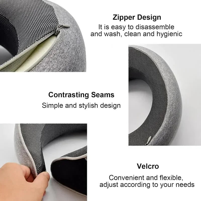 OKAYSO Memory Foam Neck Pillow U Shaped Travel Pillow Adjustable Ergonomic Support for Plane and Car