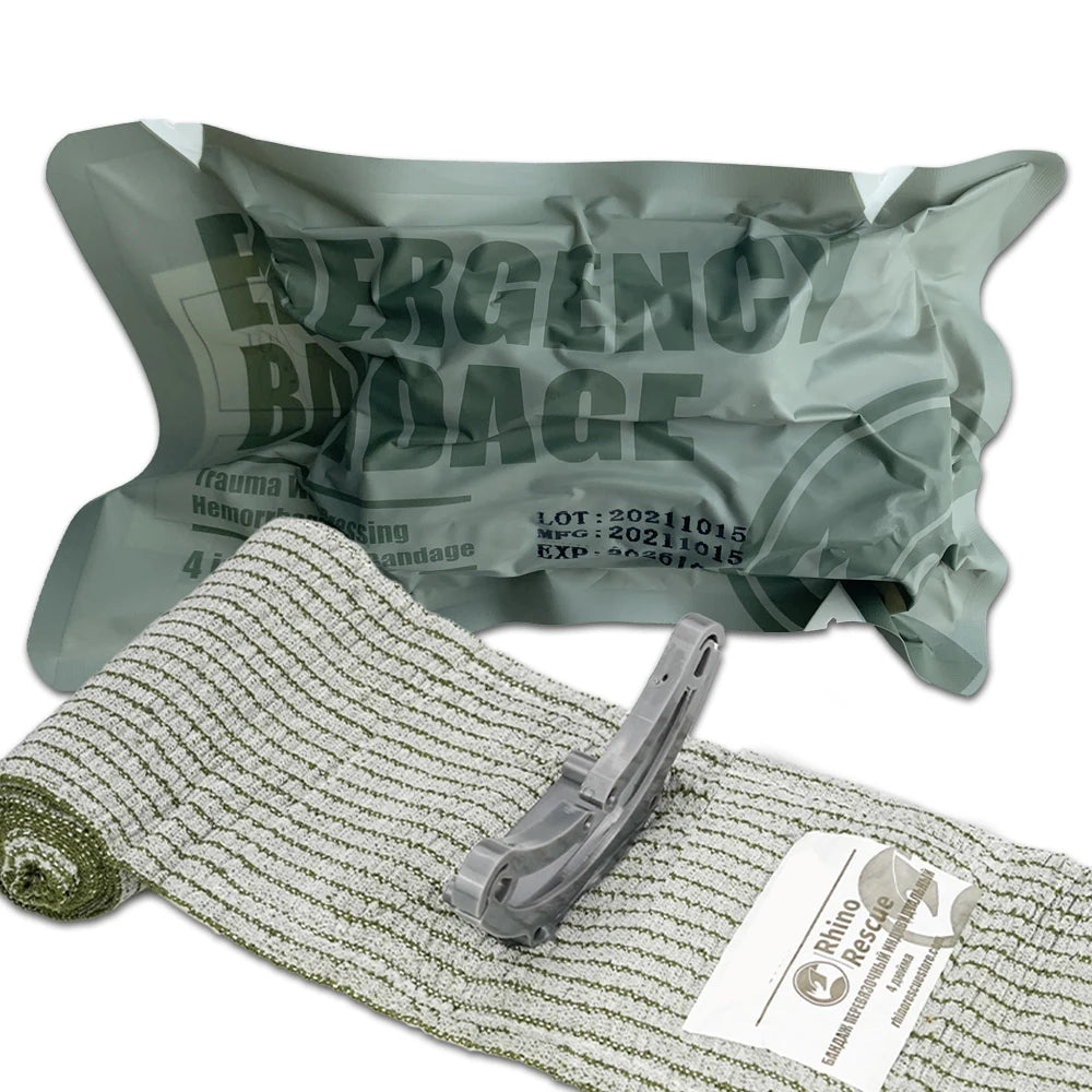 RHINO RESCUE 4in 6in Emergency Pressure Bandage High Elasticity Vacuum Packed Dressing IFAK Kit