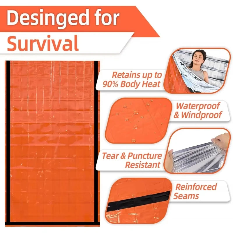 Emergency Thermal Sleeping Bag Waterproof Survival Bivy Sack Lightweight Camping Hiking Shelter Blanket
