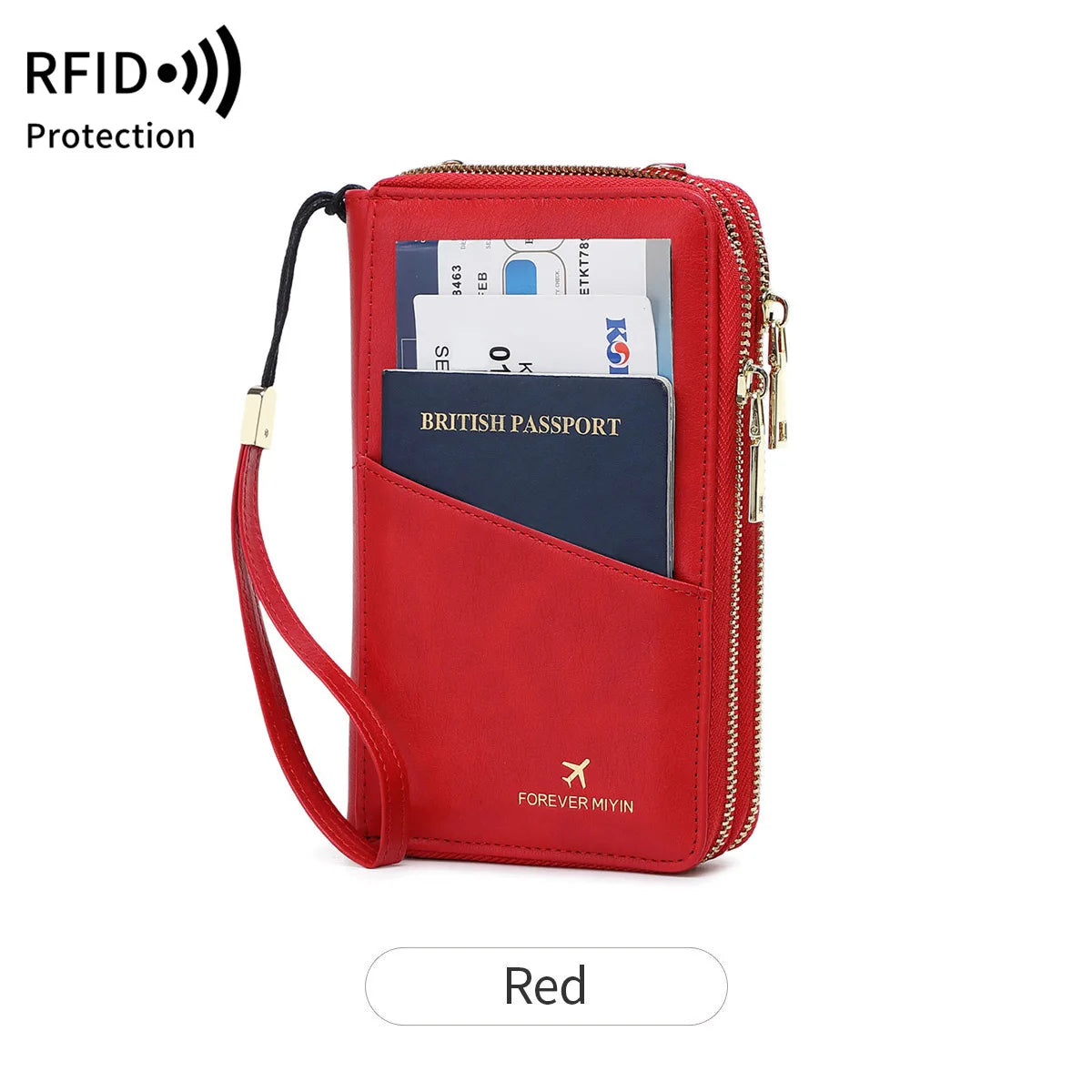 Travel Passport Wallet PU Leather Multi Functional Double Zipper Passport Cover for Travel