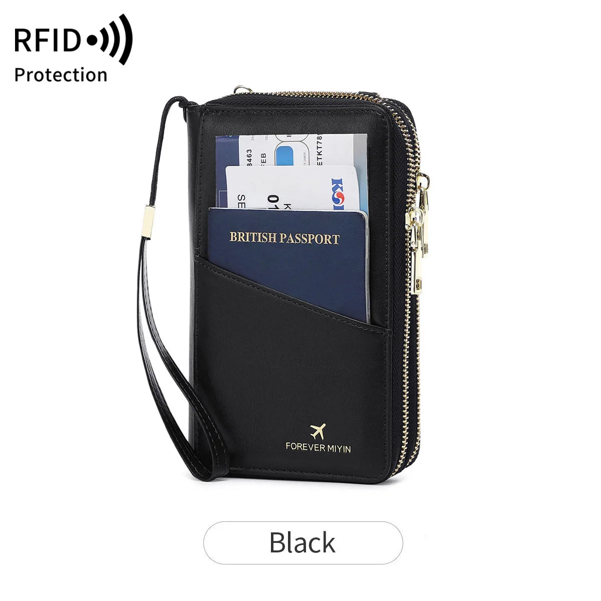 Travel Passport Wallet PU Leather Multi Functional Double Zipper Passport Cover for Travel