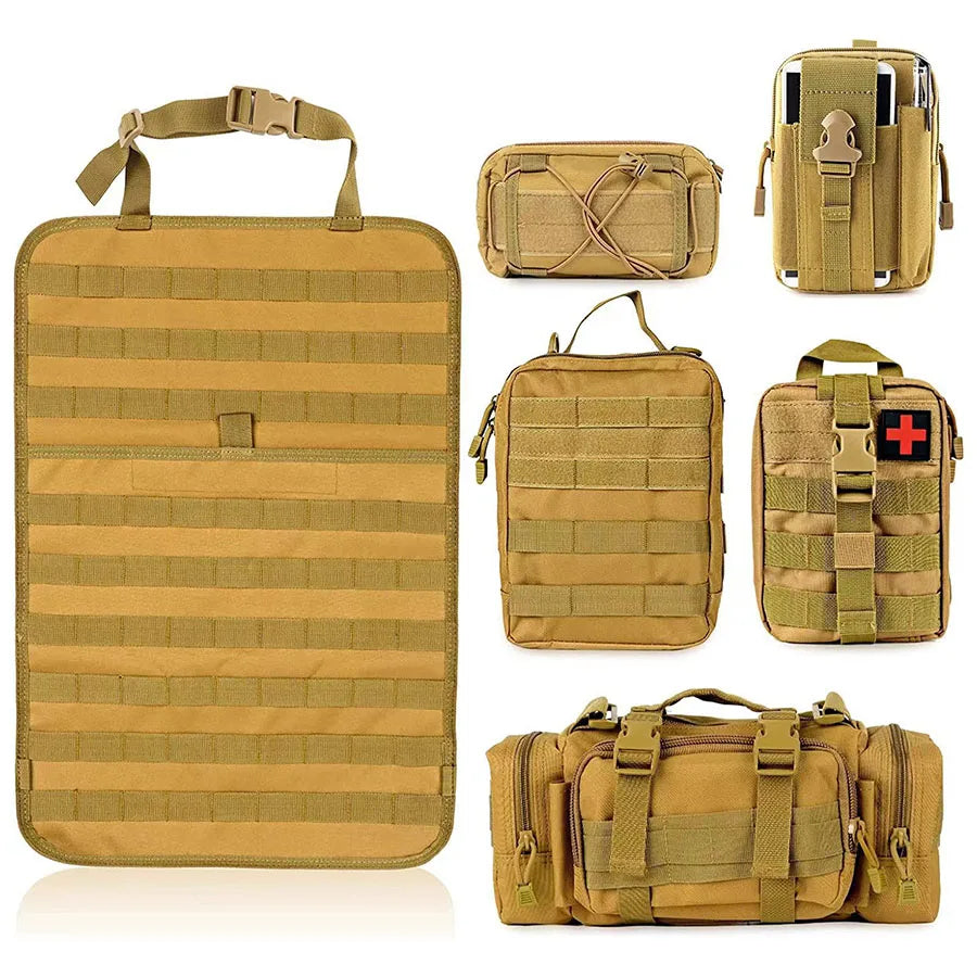 Multifunction Car or Aircraft Back Seat Organiser 600D Tactical Hanging Storage Bag 55x37cm