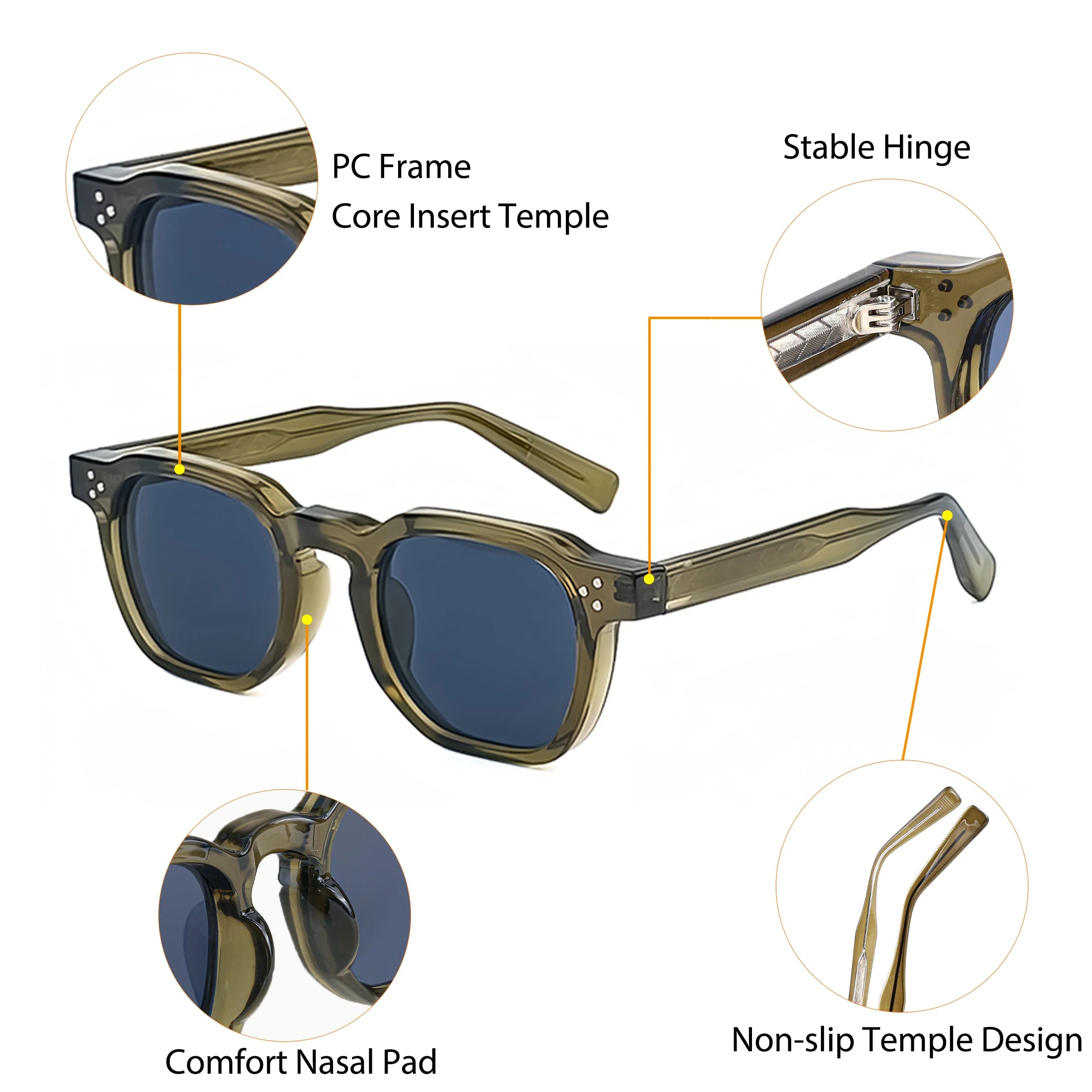 CATERSIDE Retro Punk Square Sunglasses UV400 Small Frame