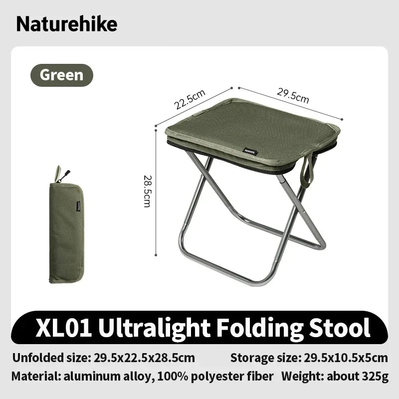 NATUREHIKE 2024 Ultralight Portable Camping Chair Aluminium Foldable Travel Seat 180kg Load