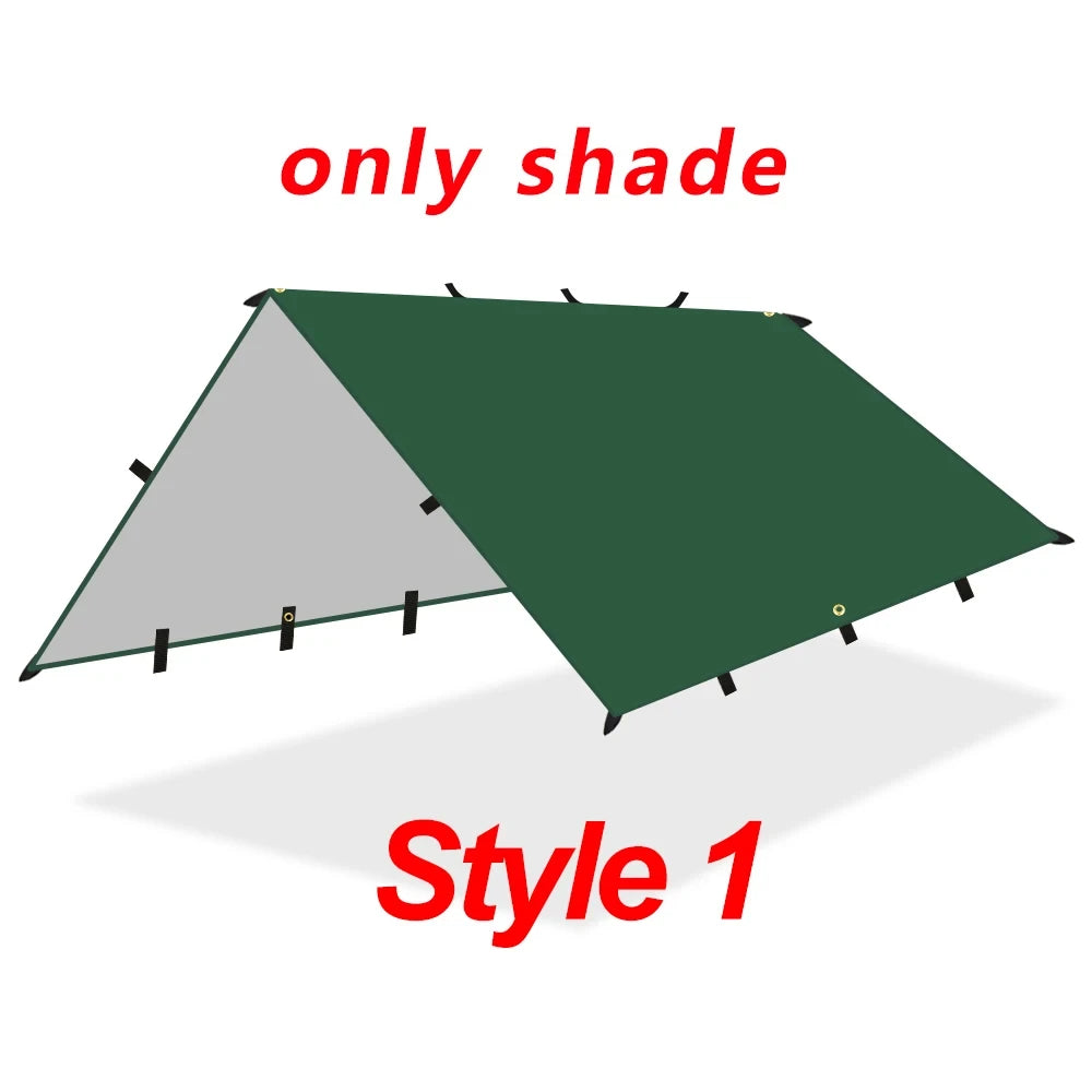 Waterproof Camping Tarp Shelter 19 Point Bushcraft Sun Shade Awning Tent 3x3m 4x4m Canopy