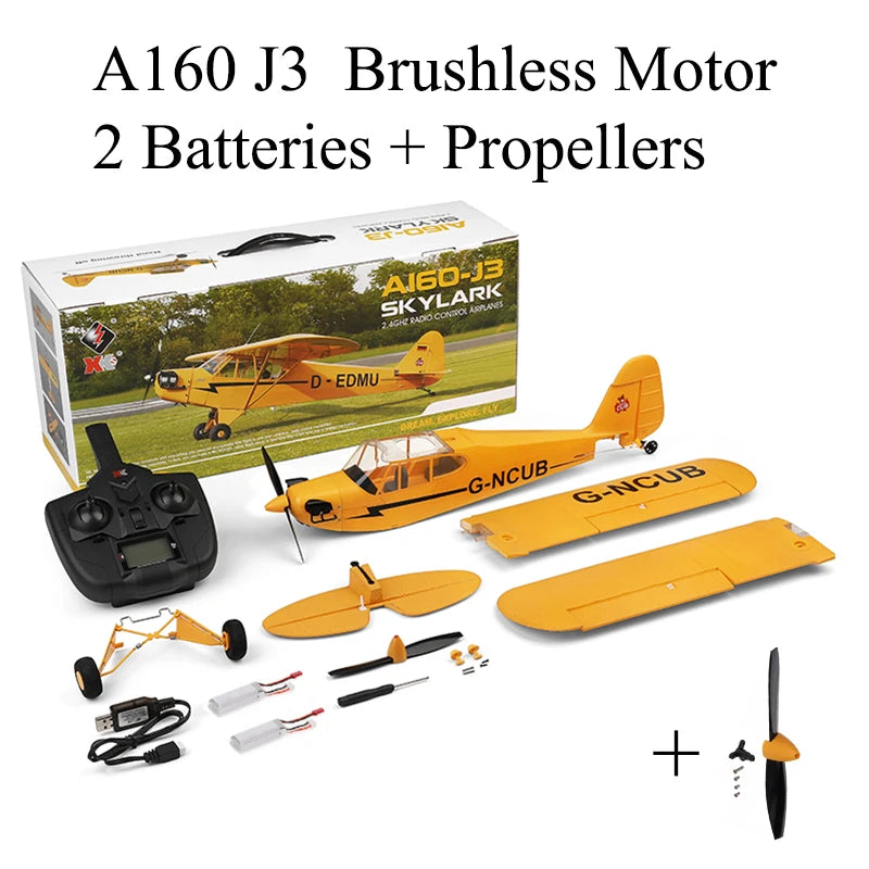 WLTOYS A160 J3 Cub RC Plane 2.4G 5 Channel Brushless Ready to Fly Remote Control Airplane