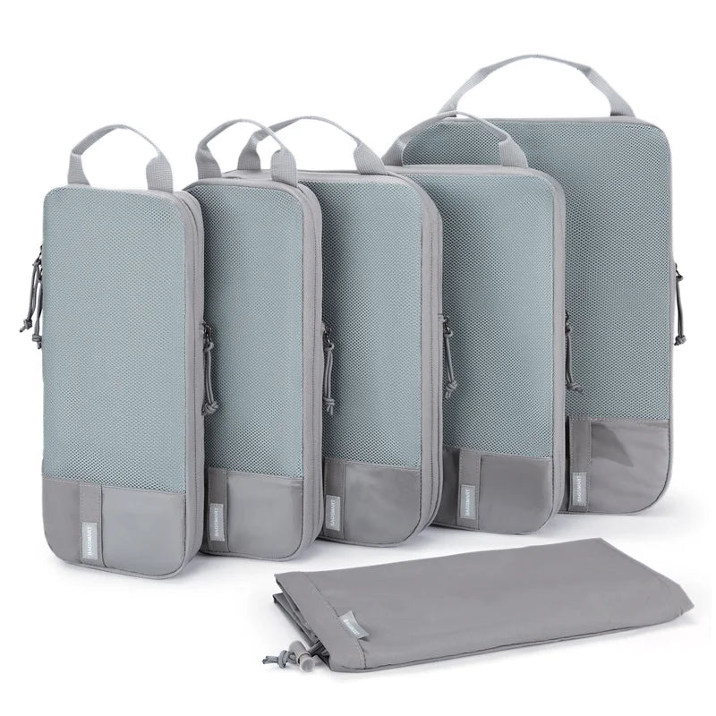 BAGSMART Compression Packing Cubes Set of 6 Lightweight Luggage Organiser for Travel Suitcases