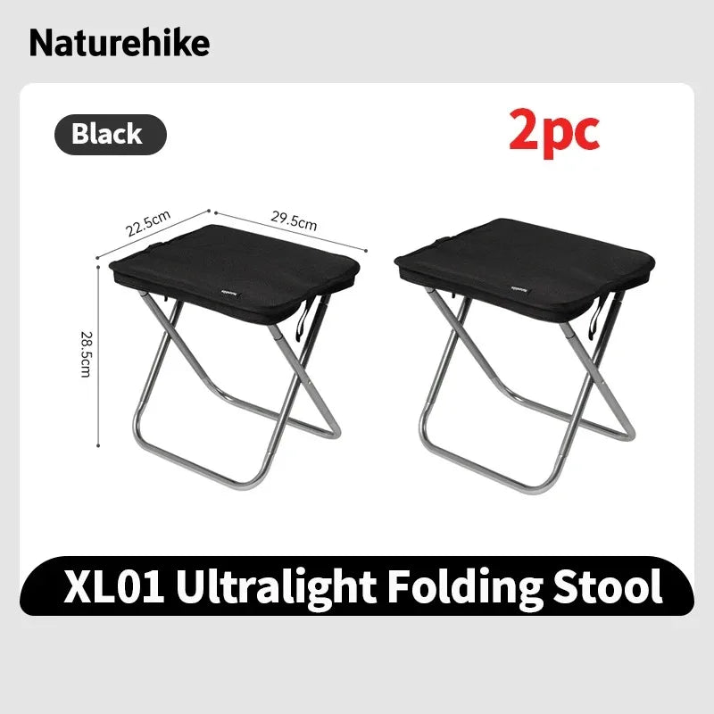 NATUREHIKE 2024 Ultralight Portable Camping Chair Aluminium Foldable Travel Seat 180kg Load