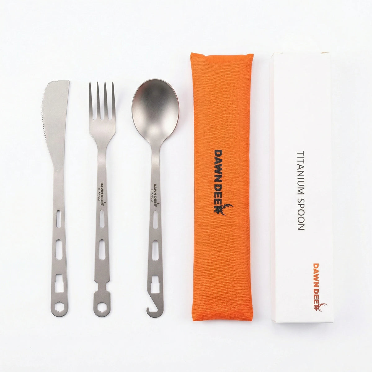 3 in 1 Titanium Camping Cutlery Set Ultralight Spoon Fork Bottle Opener Outdoor Travel Utensil Tool