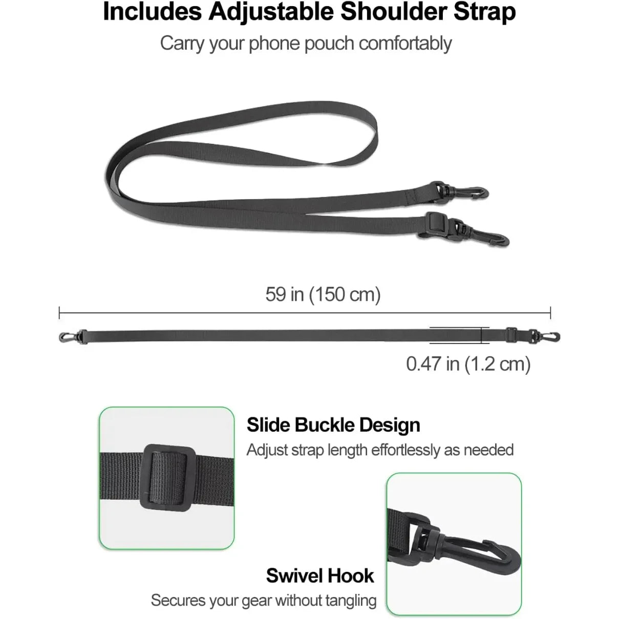 Waterproof Backpack Shoulder Strap Pouch Phone Pocket Hiking Gear Strap Storage Bag Travel