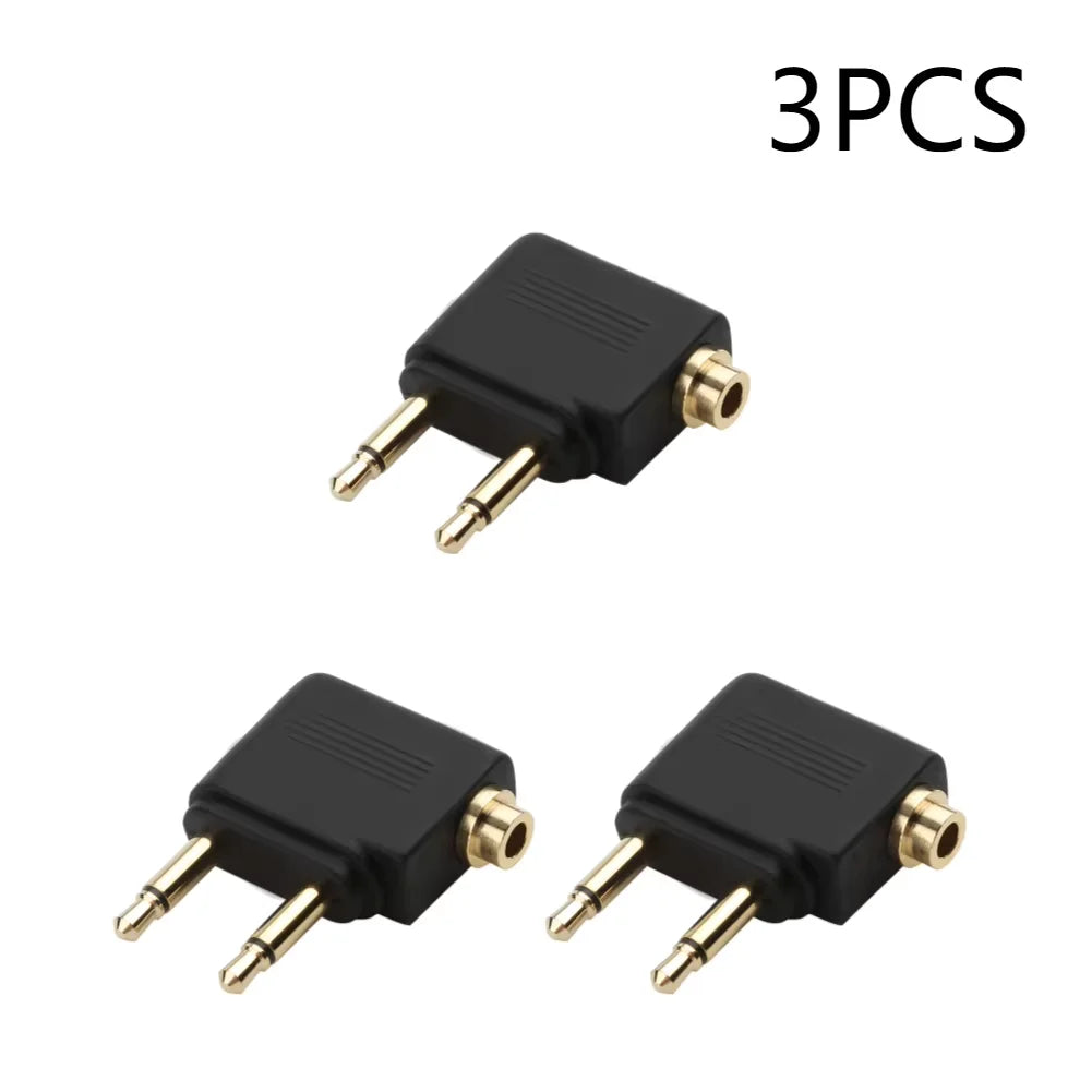 3.5mm Airline Audio Adapter Plug for Airplane Headphones Travel Earphone Jack Converter