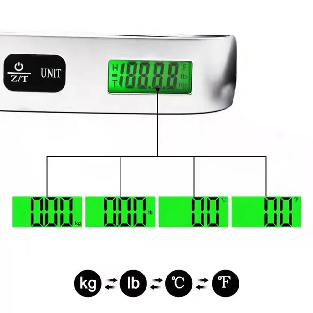 50kg Portable Digital Hanging Luggage Scale LCD Travel Suitcase Baggage Weighing Tool