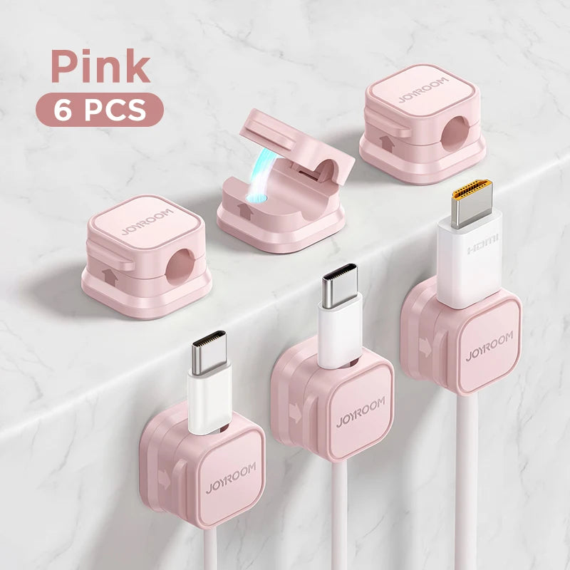 JOYROOM Magnetic Cable Clips Adjustable Cord Holder Under Desk Wire Organiser Management