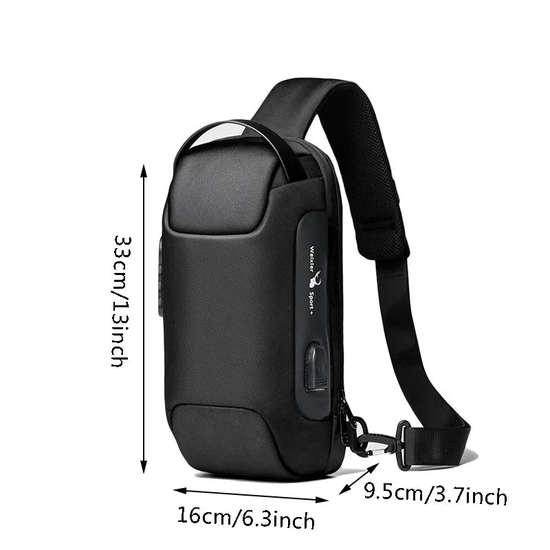 CLYINE USB Crossbody Bag Waterproof Anti Theft Oxford Chest Pack