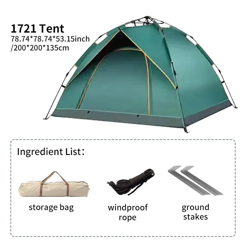 Outdoor Automatic Quick Opening Camping Tent 3-4 Person Rainproof Sunproof Portable Shelter