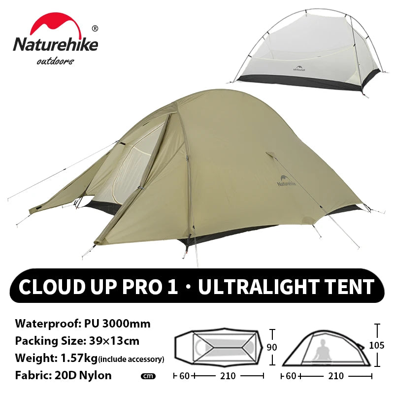NATUREHIKE Cloud Up Ultralight 1 2 3 Person Waterproof Camping Hiking Backpacking Tent
