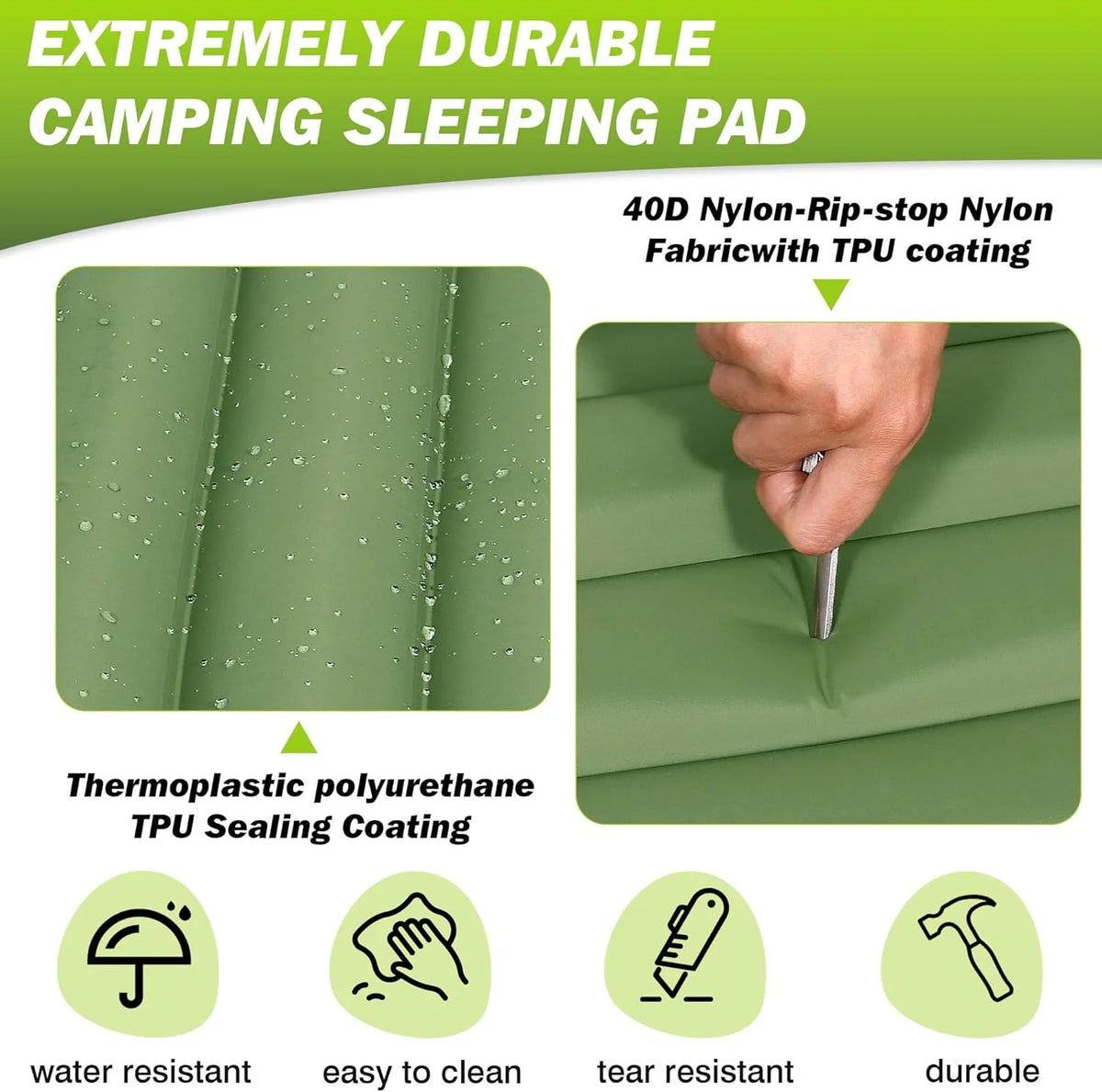 Extra Thick 4 Inch Self Inflating Camping Sleeping Pad with Built In Pump Hiking Air Mattress Bed