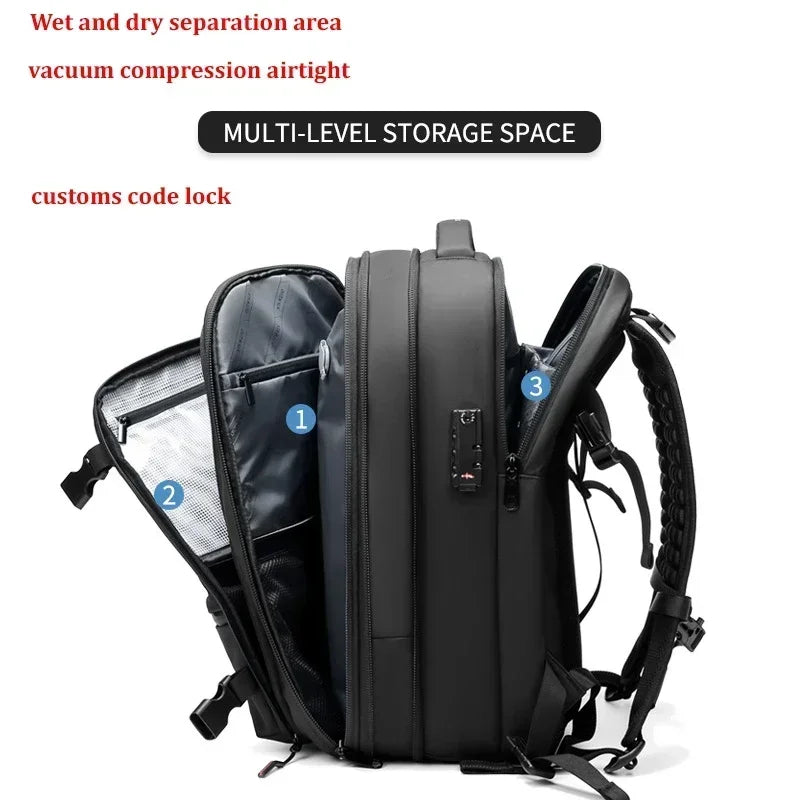 Vacuum Compression Laptop Backpack 17 Inch Expandable Travel Business School Hiking Bag