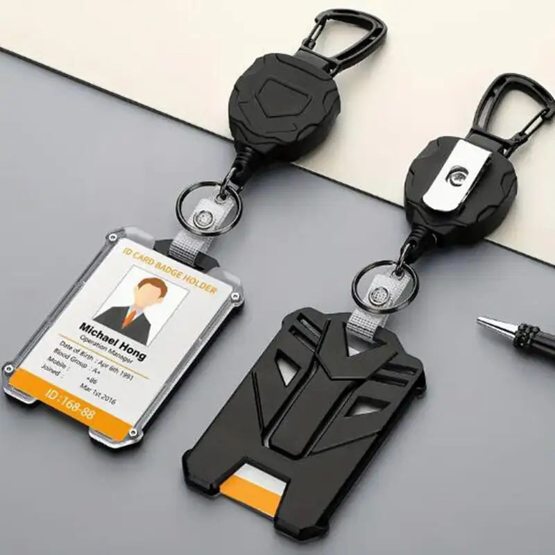 Retractable Heavy Duty Carabiner Keychain Steel Wire Pull Reel Ring