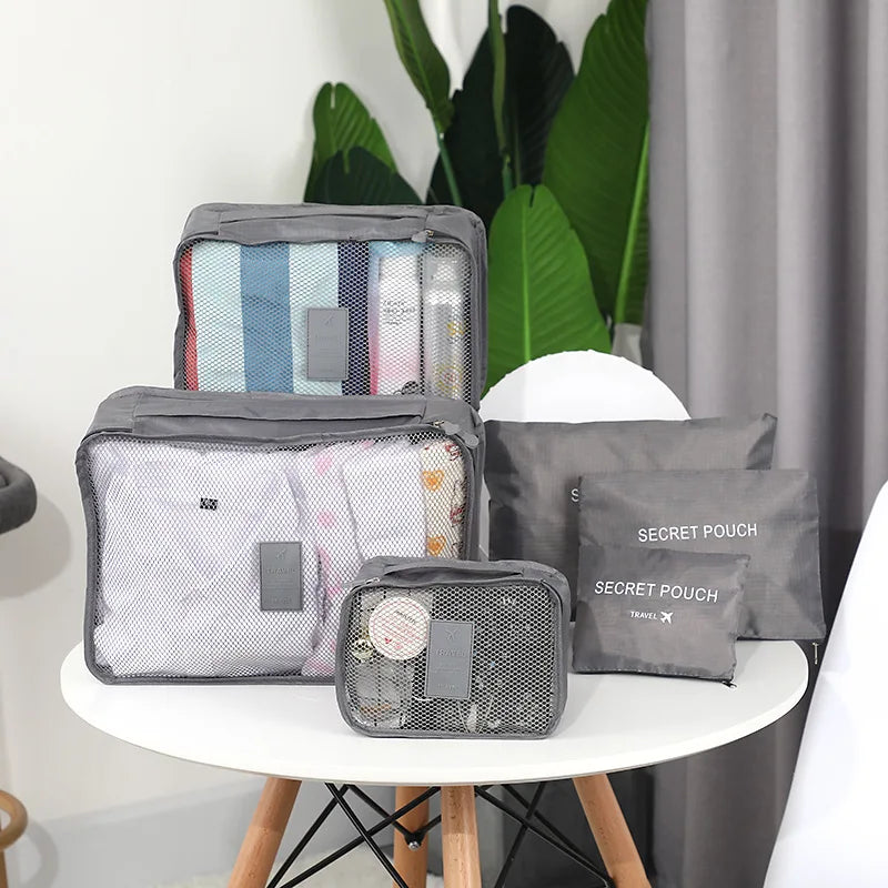 6 Piece Travel Packing Cube Set Clothes Storage Bags Luggage Organiser Suitcase Pouches Kit