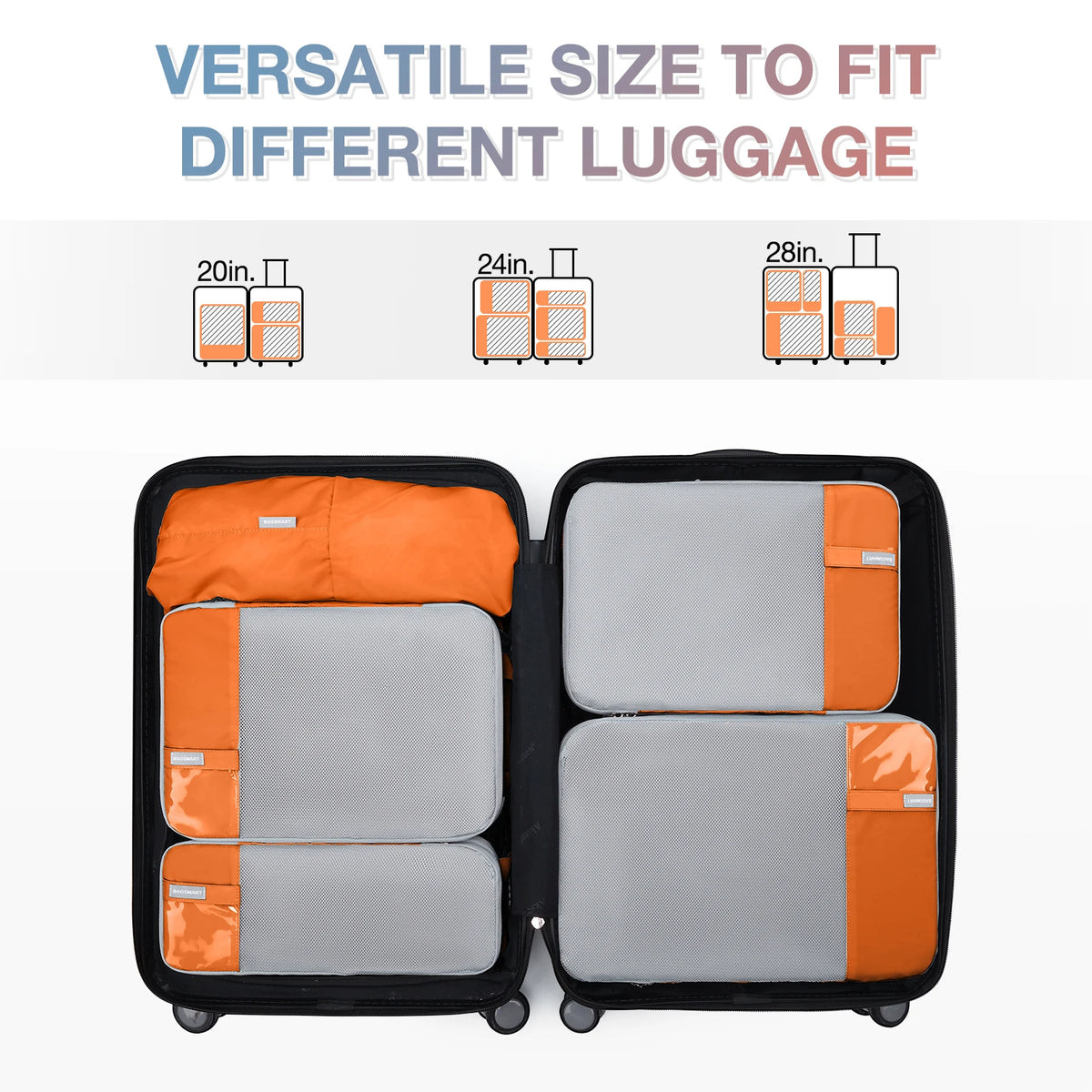 BAGSMART Compression Packing Cubes Set of 6 Lightweight Luggage Organiser for Travel Suitcases