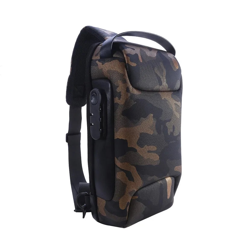 CLYINE USB Crossbody Bag Waterproof Anti Theft Oxford Chest Pack