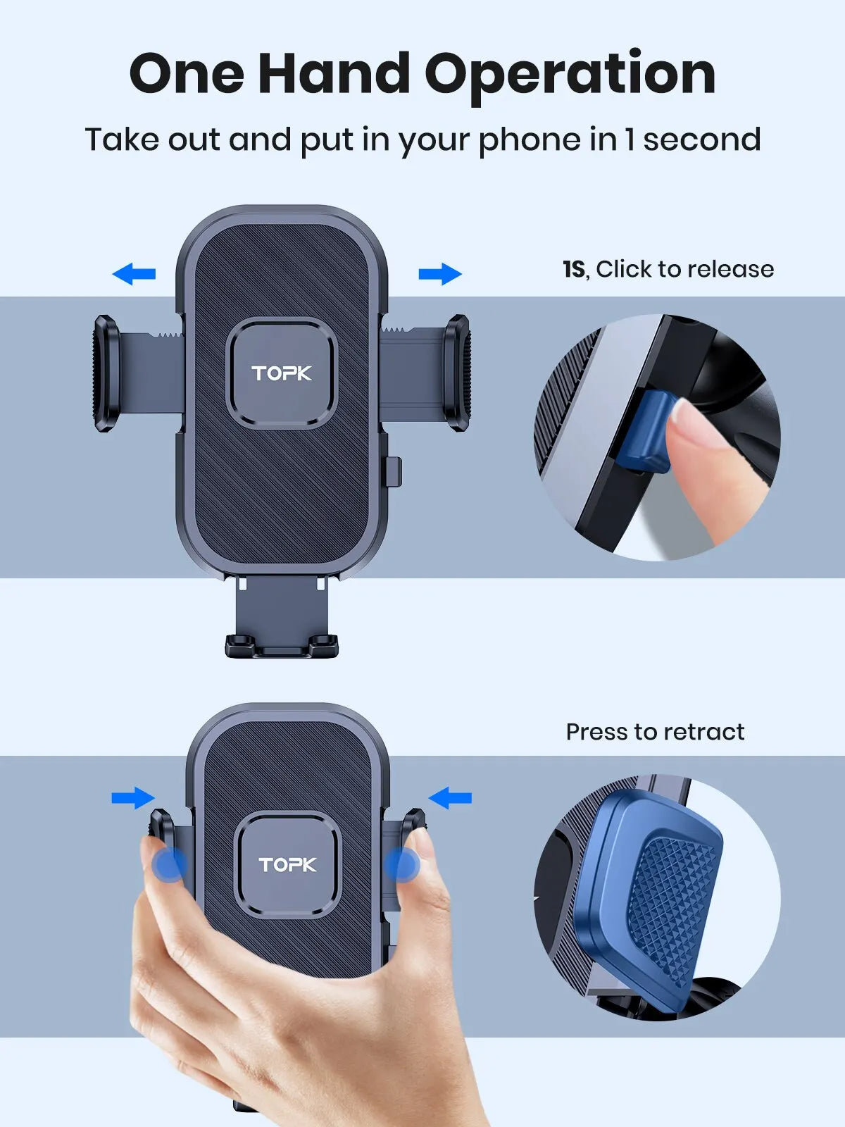 Gravity Car Phone Holder Dashboard Windshield and Air Vent Mount for iPhone Samsung and Android