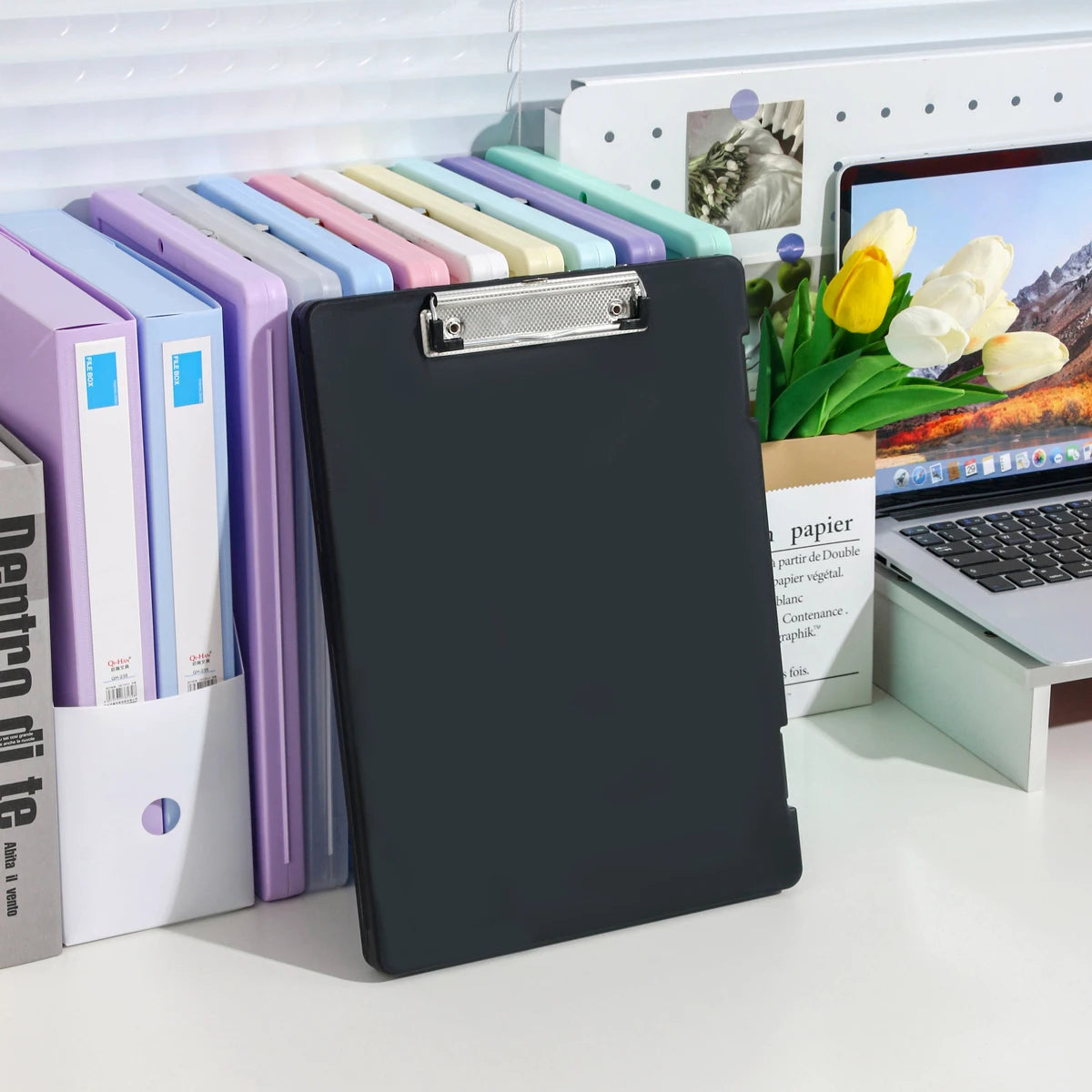 A4 File Storage Box with Writing Pad Clipboard Portable Document Organiser Office School Case