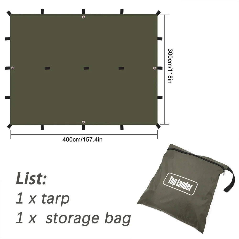 Waterproof Camping Tarp Shelter 19 Point Bushcraft Sun Shade Awning Tent 3x3m 4x4m Canopy
