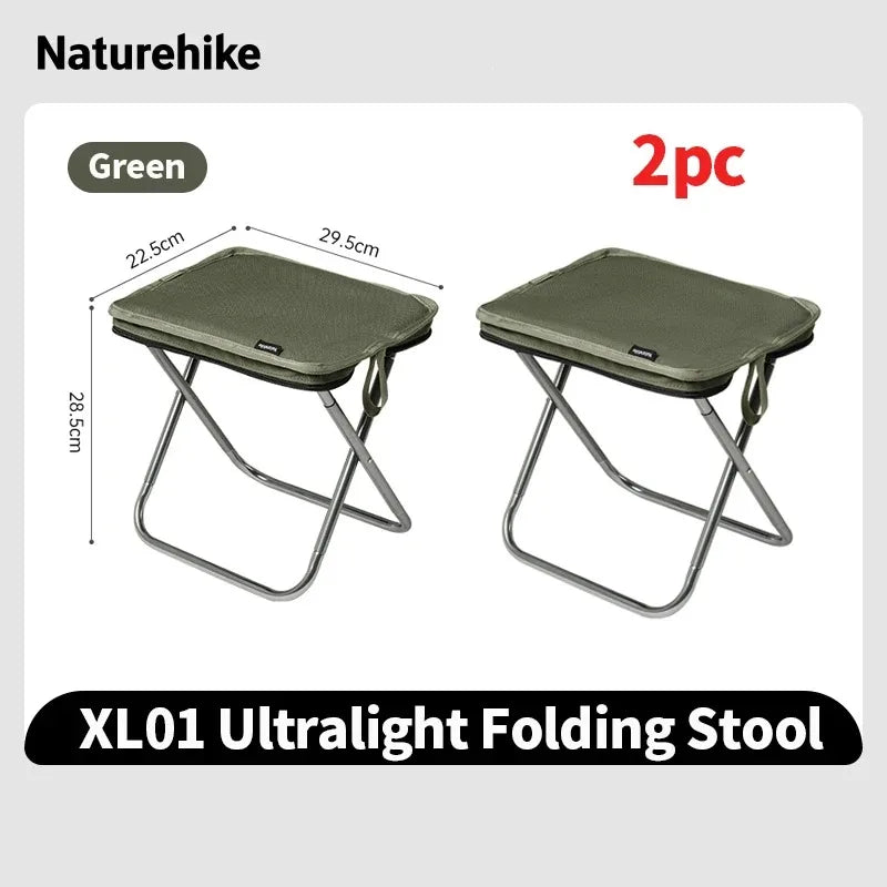 NATUREHIKE 2024 Ultralight Portable Camping Chair Aluminium Foldable Travel Seat 180kg Load