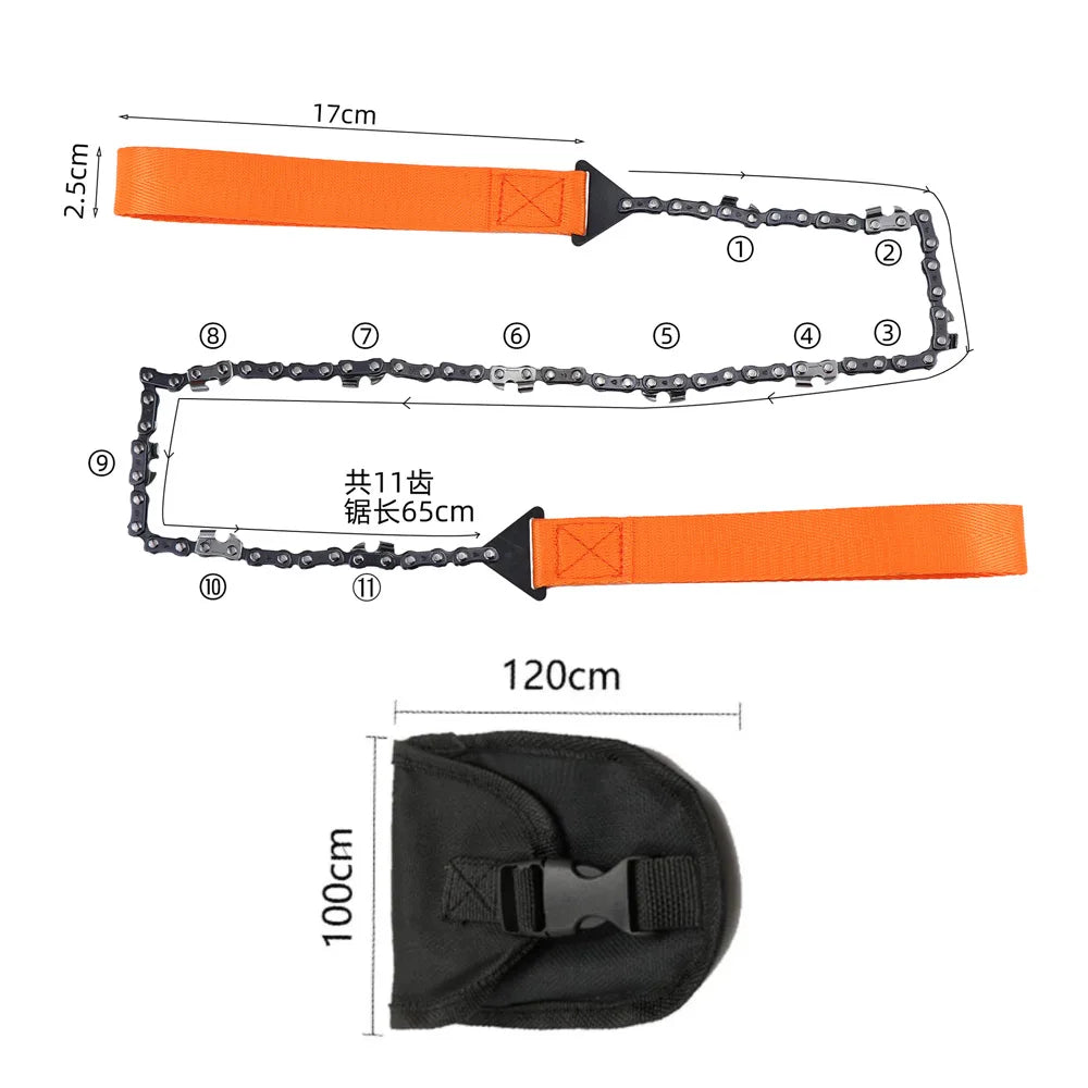 Portable 11 Teeth Wire Saw for Outdoor Survival Camping Hiking Emergency Pocket Chain Tool