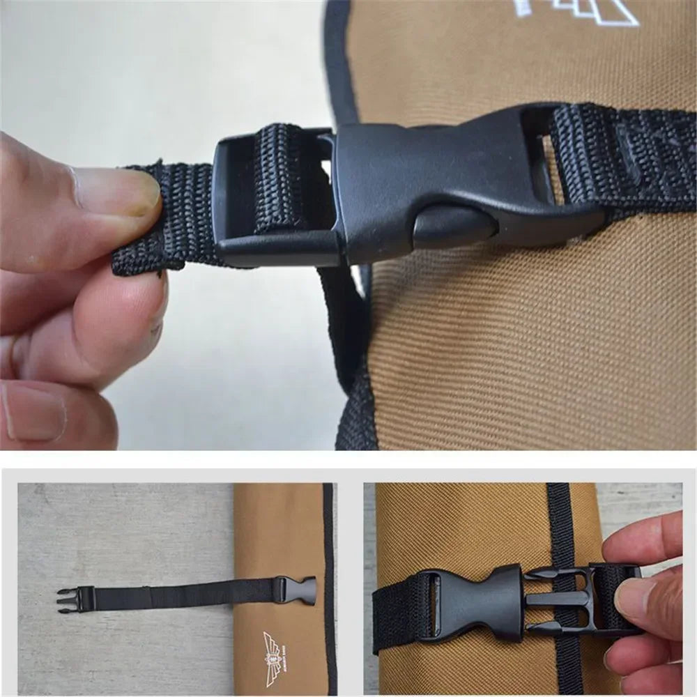 Portable Tool Roll Bag Oxford Cloth Multi Pocket Wrench Storage