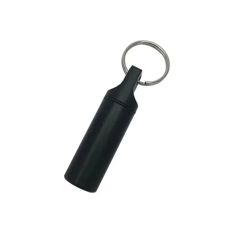Aluminium Waterproof Pill Box with Keychain, Travel Vitamin Storage Case, Round Alloy Cartridge