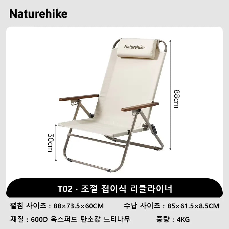 Adjustable Folding Camping Recliner Chair High Back Outdoor Portable Lounge Relax Seat