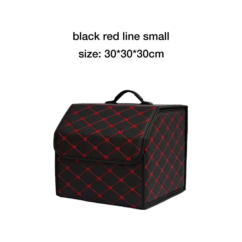 Large Capacity PU Leather Car Boot Organiser Folding Storage Box for Tools Travel Emergency Gear