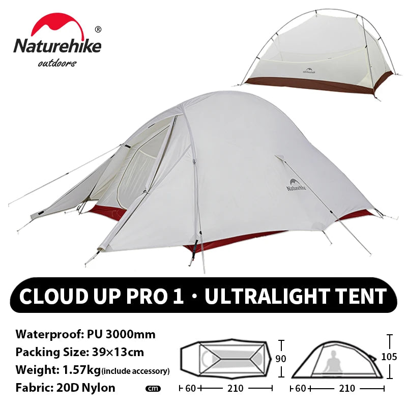 NATUREHIKE Cloud Up Ultralight 1 2 3 Person Waterproof Camping Hiking Backpacking Tent