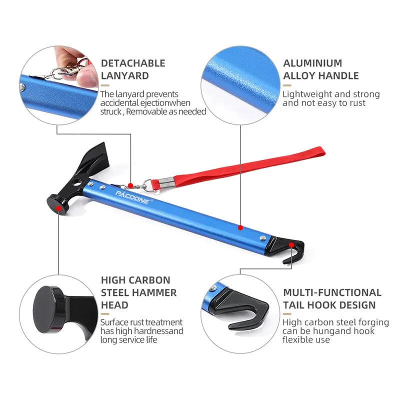 Outdoor Survival Multi Tool Hammer Aluminum Alloy Pocket Life Saving Camping Emergency Tool