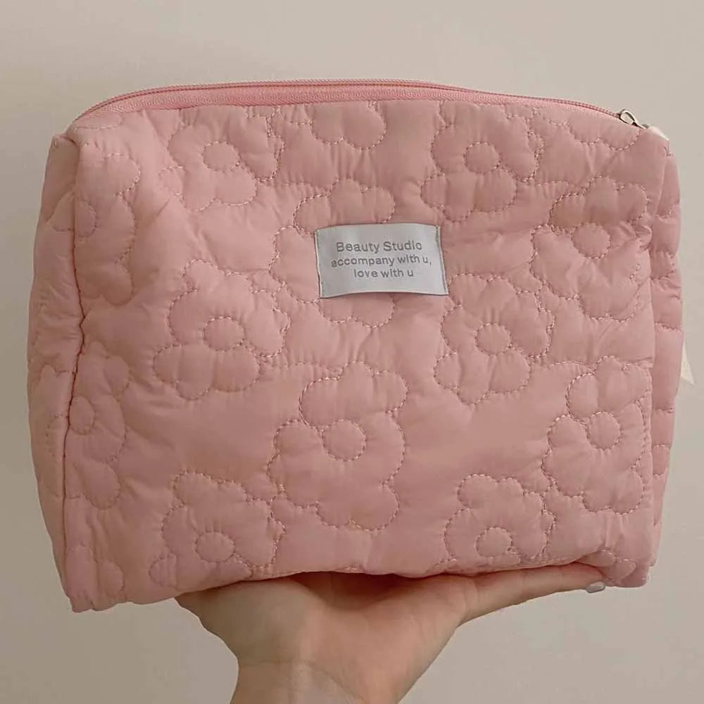 Portable Flower Pattern Cosmetic Bag Large Capacity Travel Makeup Wash Pouch Waterproof Organizer