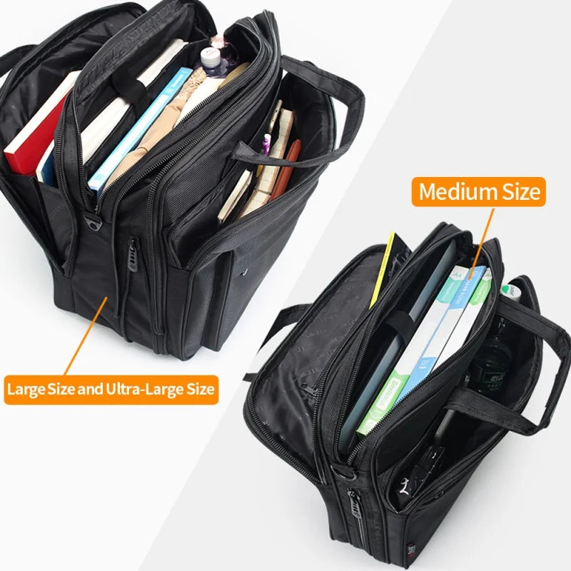 Large Capacity Laptop Briefcase 17 Inch Canvas Business Shoulder Messenger Work Travel Bag