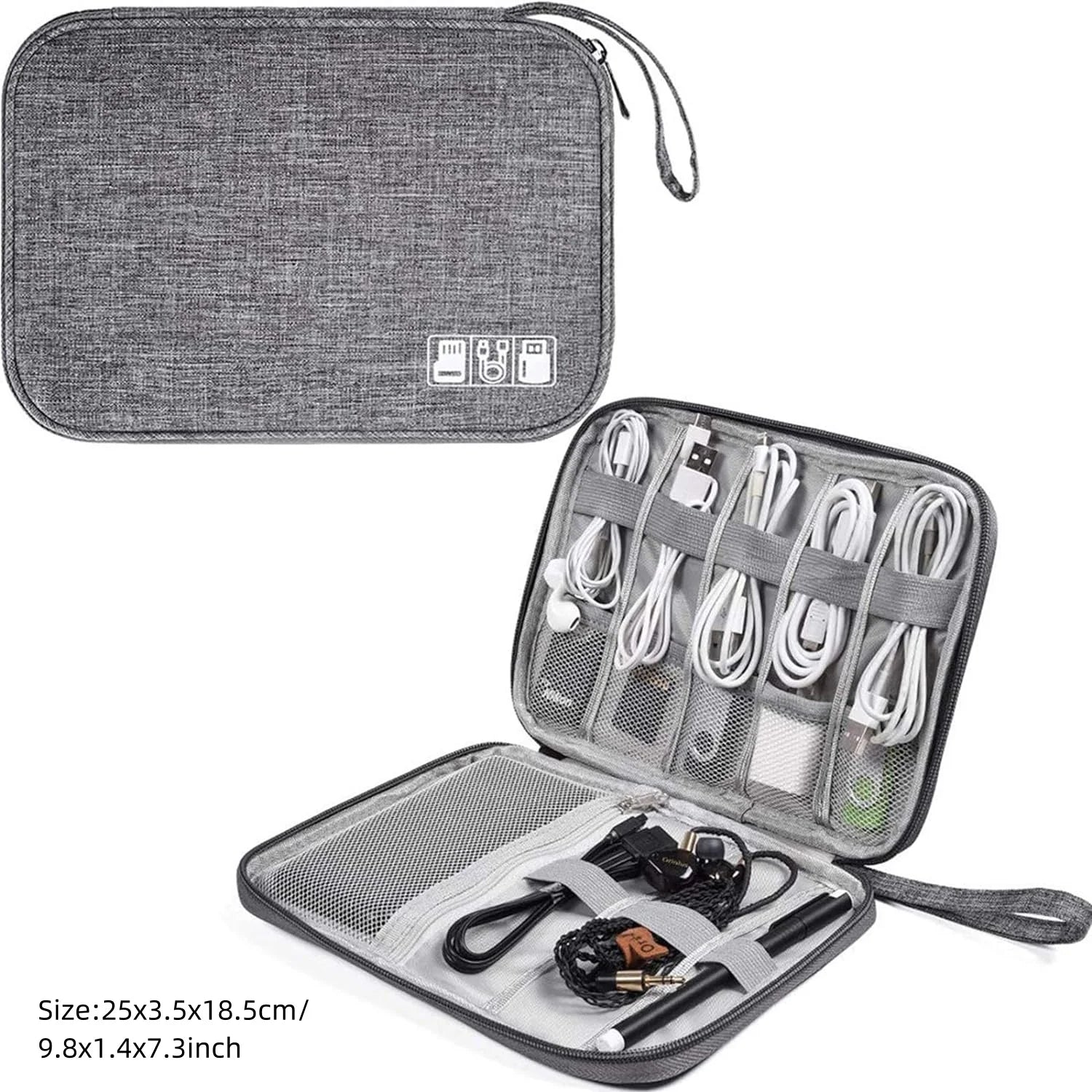 Travel Cable Organiser Bag, Portable Digital Storage Pouch for Gadgets and Electronic Devices