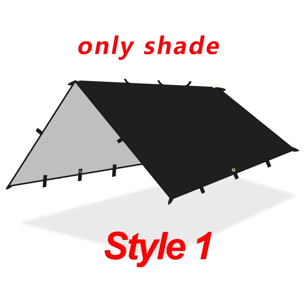 Waterproof Camping Tarp Shelter 19 Point Bushcraft Sun Shade Awning Tent 3x3m 4x4m Canopy
