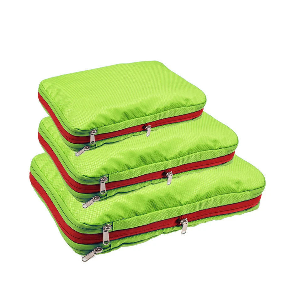 Compression Packing Cubes Double Layer Waterproof Travel Clothes Storage Organizer Bags Set
