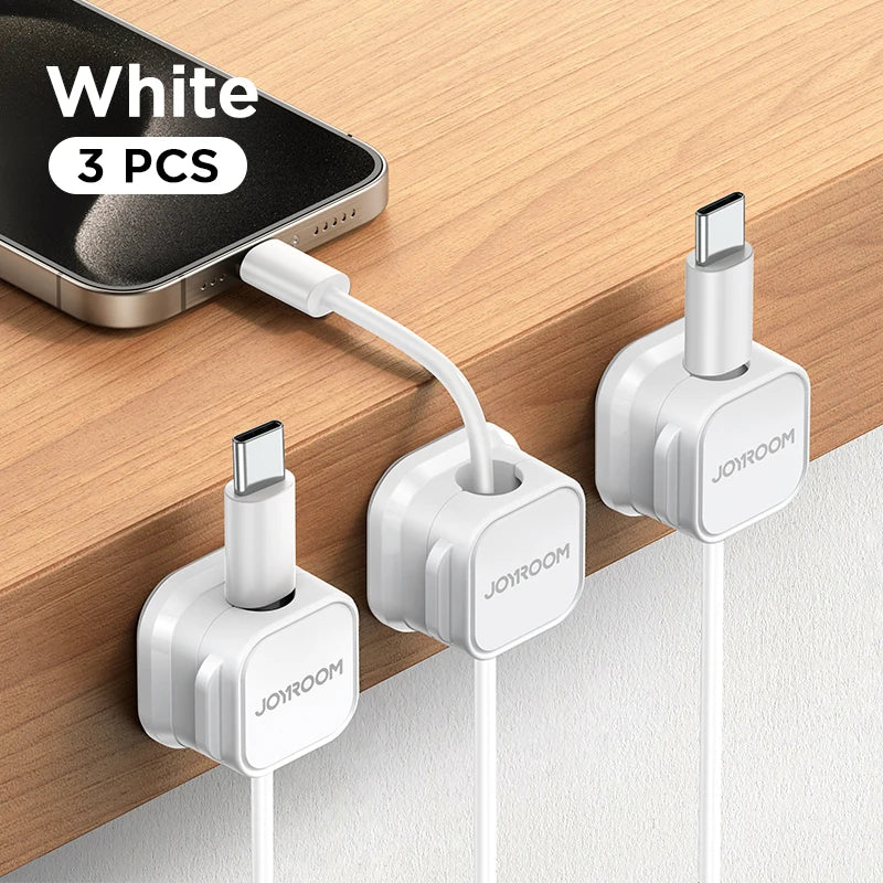 JOYROOM Magnetic Cable Clips Adjustable Cord Holder Under Desk Wire Organiser Management