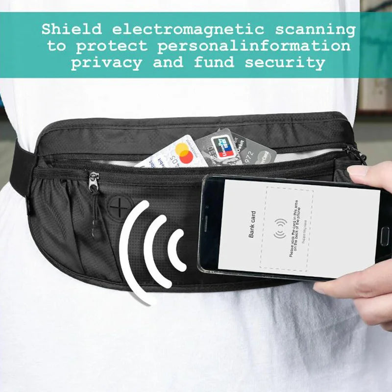 RFID Blocking Waterproof Travel Money Belt Waist Pack