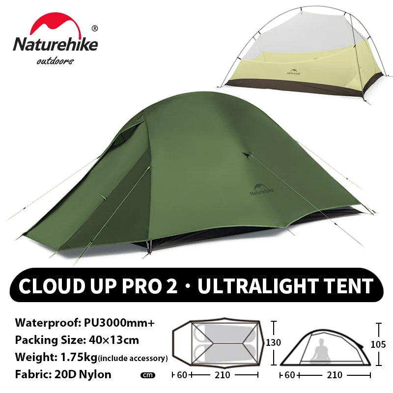 NATUREHIKE Cloud Up Ultralight 1 2 3 Person Waterproof Camping Hiking Backpacking Tent
