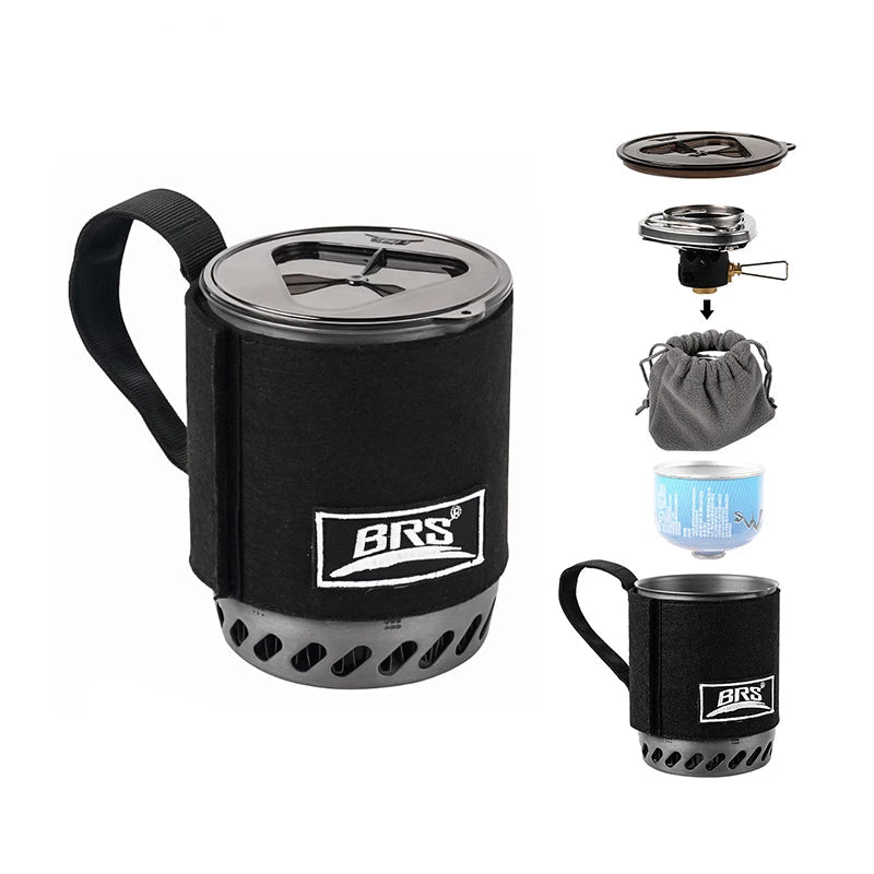 BRS 61 Integrated Heat Collecting Camping Stove Ultralight Hiking Gas Burner System