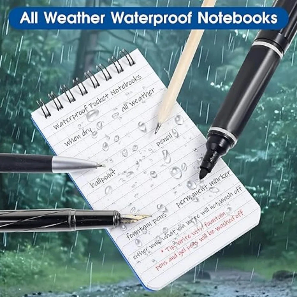 Waterproof Tactical Pocket Notebook Spiral Memo Pad Lined Pages Cockpit Outdoor Office School Journal