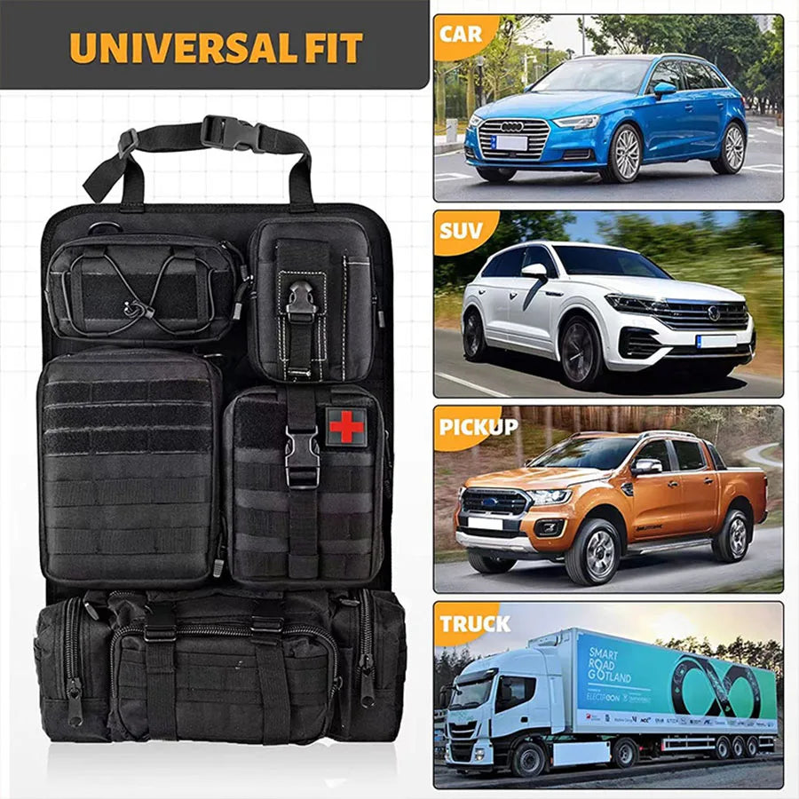 Multifunction Car or Aircraft Back Seat Organiser 600D Tactical Hanging Storage Bag 55x37cm