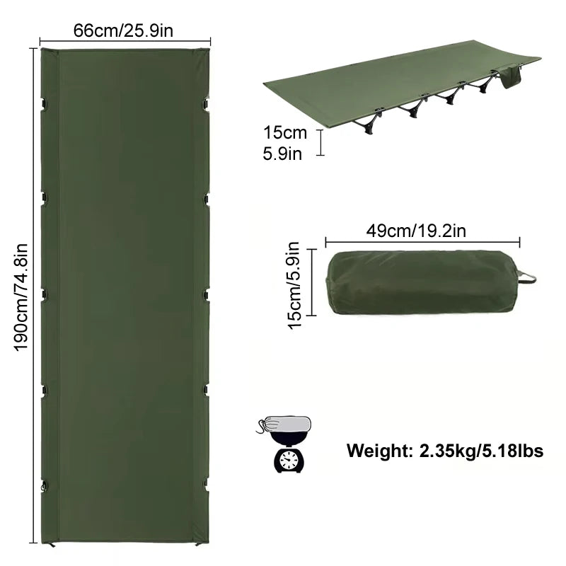 Portable Folding Camping Cot Bed Ultralight Compact Outdoor Sleeping Tent Bed for Travel Gear