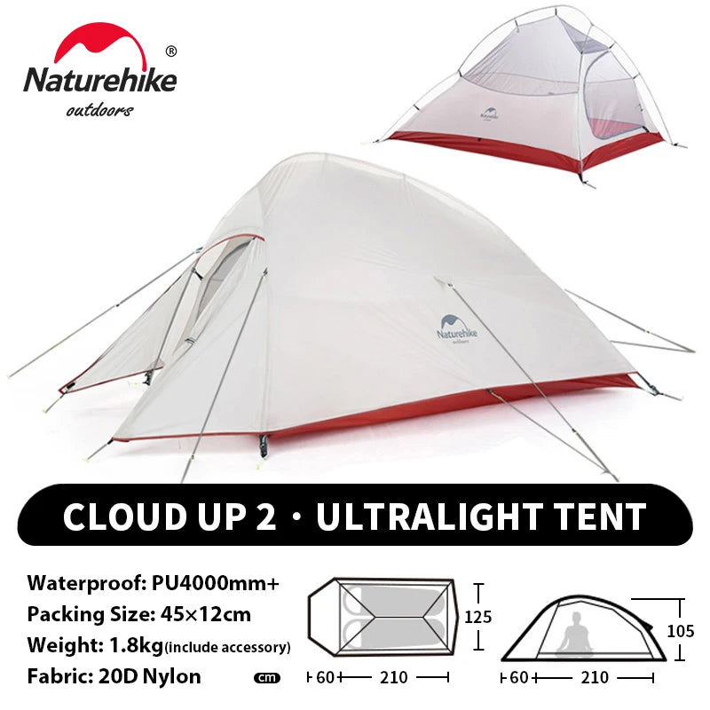 NATUREHIKE Cloud Up Ultralight 1 2 3 Person Waterproof Camping Hiking Backpacking Tent